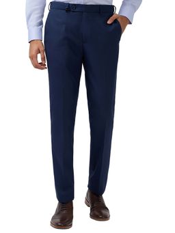 Park Avenue - Navy Blue Solid Regular Fit Trouser