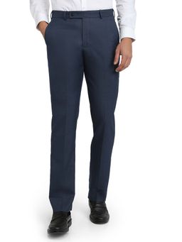 Park Avenue - Navy Blue Solid Regular Fit Trouser