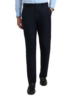 Park Avenue - Navy Blue Solid Regular Fit Trouser