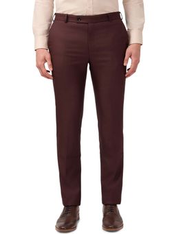 Raymond - Maroon Solid Regular Fit Trouser