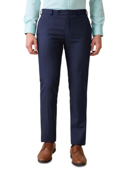 Raymond - Navy Blue Solid Regular Fit Trouser