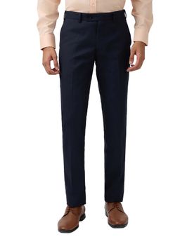 Raymond - Navy Blue Solid Regular Fit Trouser