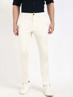Tommy Hilfiger - Off White Solid Relaxed Fit Trouser