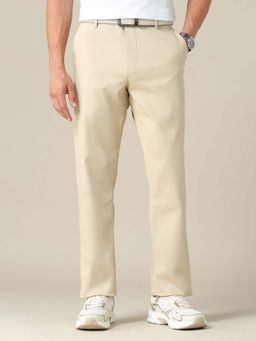 U.S. POLO ASSN. - Beige Solid Straight Fit Trouser