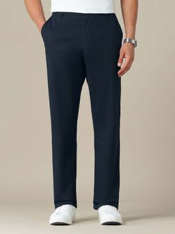 U.S. POLO ASSN. - Blue Solid Straight Fit Trouser