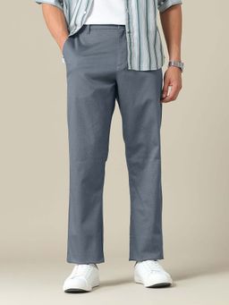 U.S. POLO ASSN. - Blue Solid Straight Fit Trouser