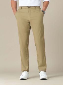 U.S. POLO ASSN. - Beige Solid Slim Fit Trouser
