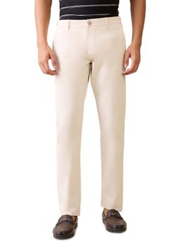 Parx - Beige Solid Regular Fit Trouser
