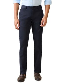 Parx - Navy Blue Solid Regular Fit Trouser
