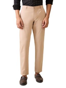 Parx - Khaki Solid Regular Fit Trouser