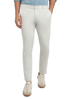 Parx - White Solid Regular Fit Trouser