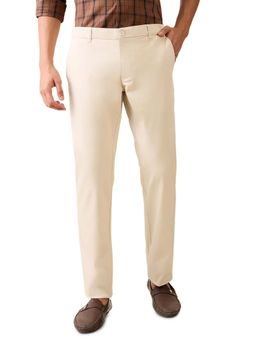 Parx - Beige Solid Regular Fit Trouser