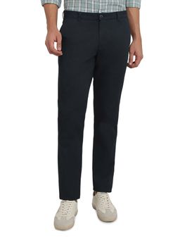 Parx - Navy Blue Solid Regular Fit Trouser