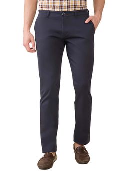 Parx - Navy Blue Solid Regular Fit Trouser