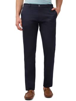 Parx - Navy Blue Solid Regular Fit Trouser