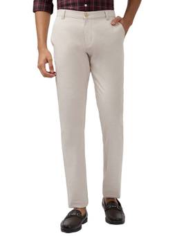 Parx - Beige Solid Regular Fit Trouser