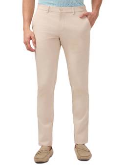 Parx - Beige Solid Regular Fit Trouser