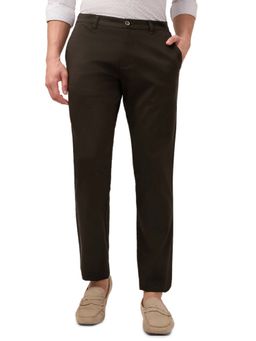 Parx - Olive Solid Regular Fit Trouser