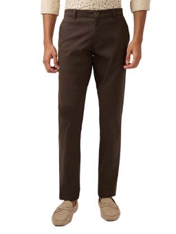 Parx - Olive Solid Regular Fit Trouser