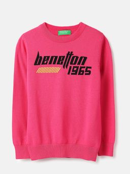 United Colors of Benetton - Pink Solid Regular Fit Sweater