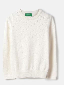 United Colors of Benetton - Off White Solid Regular Fit Sweatshirt