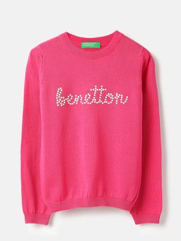 United Colors of Benetton - Pink Embellished Regular Fit Sweatshirt