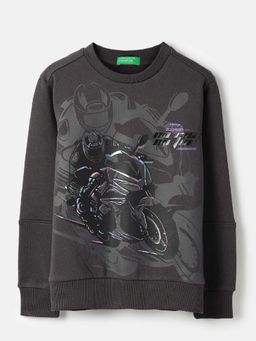 United Colors of Benetton - Grey Printed Regular Fit Sweatshirt