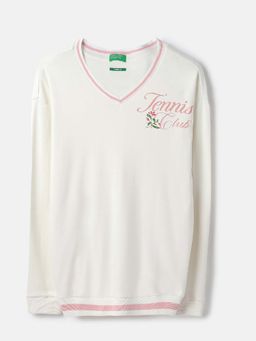 United Colors of Benetton - Off White Printed Regular Fit Sweatshirt