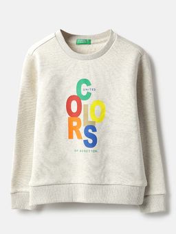 United Colors of Benetton - Beige Printed Regular Fit Sweatshirt