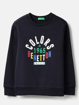 United Colors of Benetton - Blue Printed Regular Fit Sweatshirt