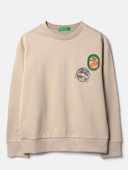 United Colors of Benetton - Beige Printed Regular Fit Sweatshirt