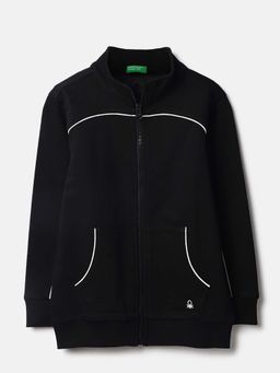 United Colors of Benetton - Black Solid Regular Fit Sweatshirt