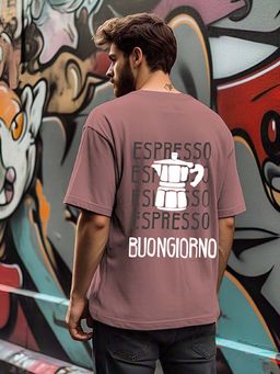 RIGO - Men Terry Purple Typography Oversized Fit T-Shirt