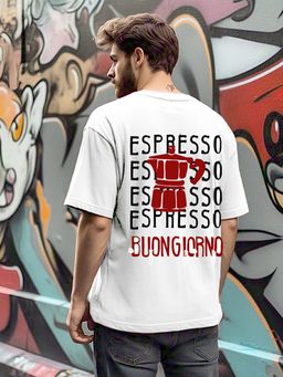 RIGO - Men Terry White Typography Oversized Fit T-Shirt