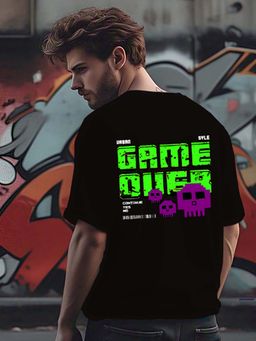 RIGO - Men Terry Black Graphic Oversized Fit T-Shirt