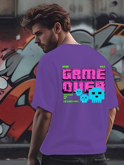 RIGO - Men Terry Purple Graphic Oversized Fit T-Shirt