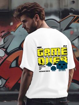 RIGO - Men Terry White Typography Oversized Fit T-Shirt