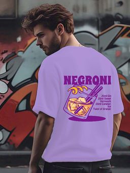 RIGO - Men Terry Purple Typography Oversized Fit T-Shirt