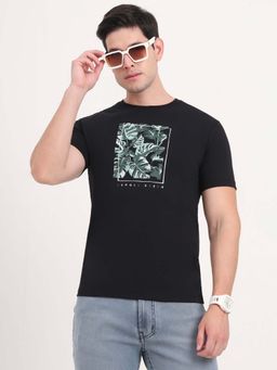 Greenfibre - Men Pure Cotton Black Printed Slim Fit T-Shirt