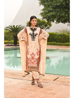 Mahee Jaipur - Cream Floral Printed Kaftan with Pant