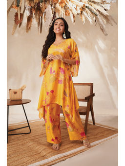 THREE-THREE - Champagne Shimmer Floral Print Co-Ord Set