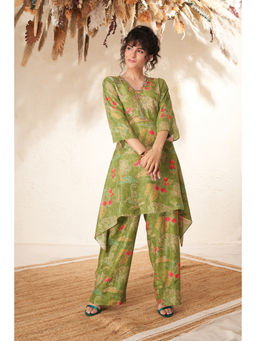 THREE-THREE - Minty Fresh Floral Print Co-Ord Set