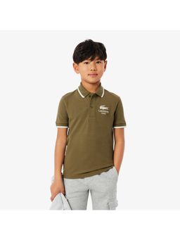 Lacoste - Olive Stripe Collar Petit Piqua Polo T-Shirt