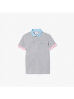 Lacoste - Grey Colour-Block Pique Polo T-Shirt