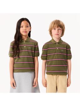 Lacoste - Brown Boys' Lacoste Striped Pique Polo T-Shirt