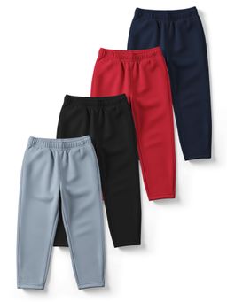 HELLCAT - Bluish Grey , Black , Red , Navy Blue Cotton Blend Track Pant (Pack of 4)