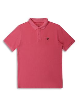 Guess - Pink Textured Collar Neck Polo T-Shirt