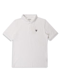 Guess - White Textured Collar Neck Polo T-Shirt