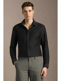 Louis Philippe - Black Solid Collar Neck Shirt
