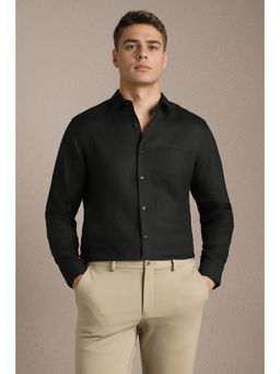 Louis Philippe - Black Solid Collar Neck Shirt